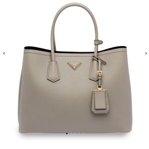 Prada Cuir Medium Double bag-Gray/Navy